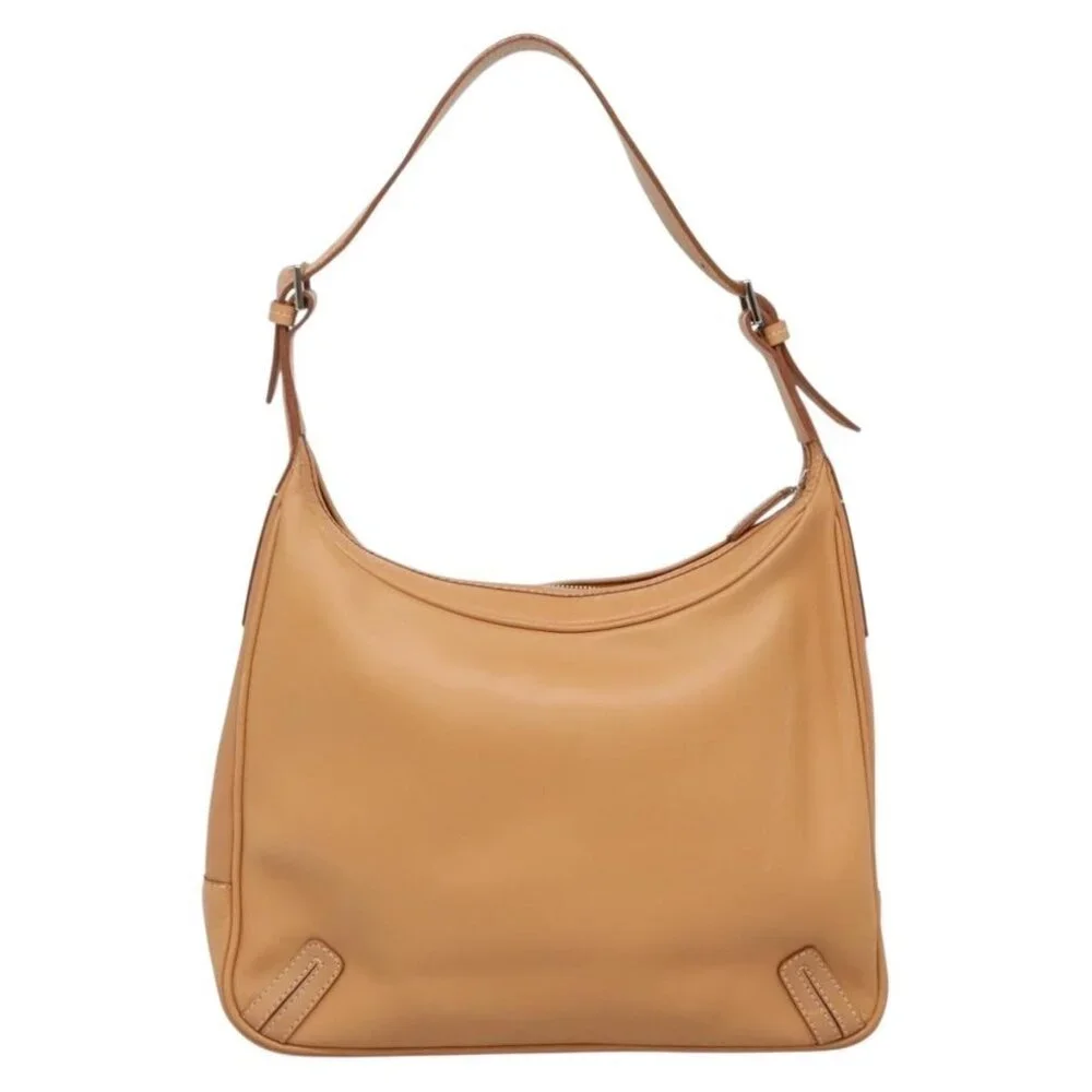 Authentic BURBERRY Shoulder Bag Leather Beige Silver - Picture 9 of 16